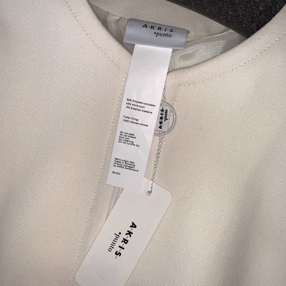 A-K-R-I-S *punto NEW Cream wool blend zip up coat, 14 - Picture 2 of 6